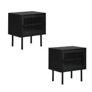 Oikiture 2X Bedside Tables Nightstand Storage Bed Side End Organiser Black