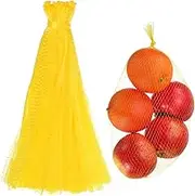 uxcell 100PCS Reusable Mesh Produce Bags, 15.7 Inches Egg Hatching Bags Washable Breathable Fruit Net Stretchable Mesh Netting Storage for Seafood Vegetable Onion Grocery Shopping, Yellow