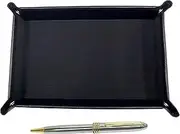 Japanese Grain Cowhide Leather Pen Tray Black Brilliant Silver Rotating Ballpoint Pen Set TRASB-PD07