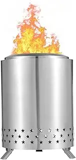Tabletop Fire Pit with Stand/Bonfire/Low Smoke Outdoor Mini Fire for Urban/Suburbs/Backyard/Stainless Steel/Double-Wall Airflow/with Travel Bag