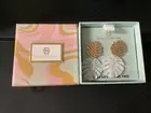 HOUSE OF HARLOW 1960 DOUBLE LEAF STUD EARRINGS GOLD TONE NEW IN BOX