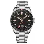 Stuhrling 4017 1 Voyager GMT Diver Date Black Mens Watch