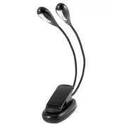 Dual Arm USB 4 LED Flexible Clip-on Light Reading Lamp Black for PC Notebook