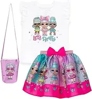 [L.O.L. Surprise!] Girls T-Shirt Skirt and Pocketbook 3 Piece Outfit Set Little Kid to Big Kid