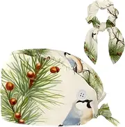 [YTYVAGT] Scrub Caps Women,Scrub Hats Suitable for Women,Birds Christmas Tree Snowflakes