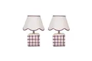 Set Of 2 Amos Ceramic Base Fabric Shade Table Light Lamp Purple