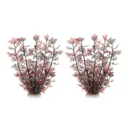 2 Pcs Aquarium Decor Plastic Plant Small Fish Tank Decoration Ornament Artificial Plants-BlackRed