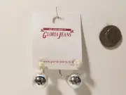 Gloria Jeans Ladies Womens Drop Dangle Earrings Silver Tones Push Back Fasteners