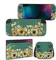 PlayVital Full Set Protective Skins for Nintendo Switch 2 2025 Console & Joycon, Customized Vinyl Decal Wrap Sticker for Nintendo Switch 2 & Dock & Hand Grips - Sunflowers