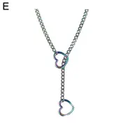 Gradient color heart ring (E) $ Women's love necklace stainless steel electroplated gold black rose gold necklace double love women's chain necklace