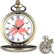 [Homoyoyo] Retro Style Metal Octopus Pocket Watch Portable Hanging Watch Chain Ornament