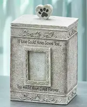 Pet Memorial Urn w/Picture Frame Dog Cat Cremation Pet Ashes Photo Box