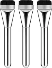 Gjinxi Foundation Brush 3 Pcs Makeup Flat Thin Blade Portable Facial Cream Spatulas Tools Powder Scrubber Liquid Soft Bristles Fit Salon, Home, Travel (Silver)