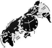 Alipis Acrylic Silent Wall Clock World Map Mute Wall Clock for Living Room 80cm Light No Battery