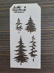 STAMPERS ANONYMOUS Tim Holtz Layering Stencil 4.125"x 8.5" Woodlands Pine Trees