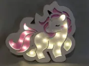 Jax & Olivia Wooden LED Light Pink & White Unicorn Night Light Nursery Kids Room