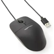 Amazon Basics 3-Button Wired USB Computer Mouse Single Black