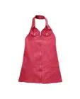 Nwt Day + Moon Red Demin Full Zip Collared Halter Dress Short Size Medium