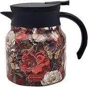 Floral Teapot, Stainless Steel Thermal Carafe, Hot Coffee Pot, Insulated Hot Drink Pitcher, Large-Capacity Beverage Dispenser, 800ml Hot Water Pitcher, Thermal Coffee Pot for Hot Drinks