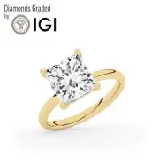 Princess Solitaire Labgrown Diamond Engagement Ring 18k Yellow Gold 5.20 Ct