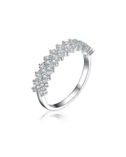 Genevive Silver CZ Half-Eternity Ring