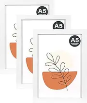 KAIWIN Picture Frame White A5 / 21 x 14.8 cm Set of 3 Photo Frames with Acrylic Glass for Hanging and Standing, Vertical or Horizontal Hanging/Standing