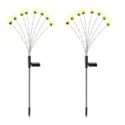 2Pcs Solar Firefly Lights, Swaying Pathway Lamp, IP65 Waterproof - Warm White