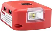 [JANRI] battery adapter for Milwaukee 18V Battery Adaptor with dual USB Charger & DC Port & LED Work Light- Power Supply Compatible with Milwaukee m18 49-24-2371 Power Source Charger