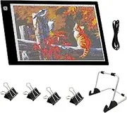 A4 Tracing Light Box Diamond Jewel Paint Light Pad Kit USB Powered 3 Levels Dimmable T r Board with Bracket Stand 4 Fasten Clips for D ing Tracing Sketching Animation Black One Size