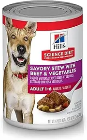 Hill's Science Diet Adult Wet Dog Food, Savory Stew with Beef and Vegetables, 363g, 12 Pack, Canned Dog Food