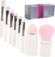 [NULYLU] Mini Makeup Brush Set Eyeshadow Blending Brush for Women 8-in-1 Professional Makeup Tools Portable Brush Kit for Girls Safe Sturdy Cosmetics Supplies