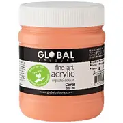 Global Colours Acrylic Paint Zero VOC 500mL Coral