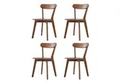 Wood Dining Chairs Set of 4 Farmhouse Kitchen Chairs with Backrest Wooden Dining Room Chairs Stackable Dining Chairs Walnut