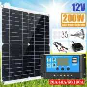 200W Solar Panel Kit 12V Battery Charger 20A-100A with Controller Caravan Boat
