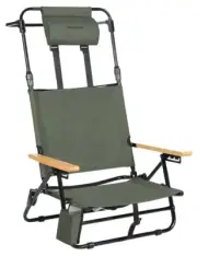 REALEAD Low Beach Chair Extendable High Back Lay Flat Lightwieght Portable Folds