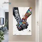 Modern Abstract 2 Hands Graffiti Banksy Art Home Decor Canvas Print Wall Art