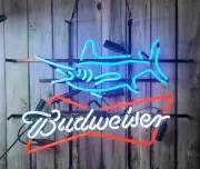 Swordfish Marlin Fish Seafood Beer 24"x20" Neon Sign Bar Decor Light Real Glass