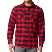 Columbia Bearmouth Springs Roll Up Flannel Long Sleeve Shirt Red & Black SZ XL