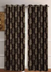 New 2 Pieces Printed Door Curtain Set 7 Feet Brown