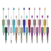 18Pcs Diamond Beadable Pen 18 Colors Plastic Bead Ballpoint Pen Multicolor Retractable Writing Pens Beaded Crafting Pens Mixed Colors