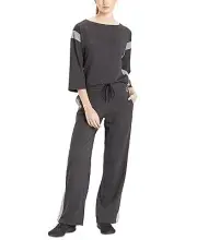 Josie Natori Women's Chi French Terry Pants, Heather Black, L