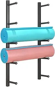 Yoga Mat Hanger Wall Mount Yoga Mat Holder Wall Rack Organizer Metal Foam Roller Holder Exercise Pads Storage Holder for Home Gym