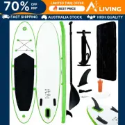 Inflatable Stand Up Paddle Board Set Green and White Kayak Surfing Water S 92734