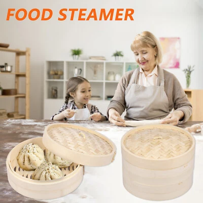 1/2Pcs Bamboo Steamer Basket Handmade Bamboo Dumpling Steamer 10 Inch tyKVd
