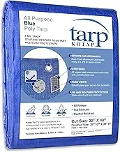 Kotap 30 x 40 Ft. All-Purpose Multi-Use Protection/Coverage 5-mil Poly Tarp, Waterproof, Blue, (TRA-3040)