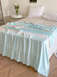 在飛比找松果購物優惠-雙層紗布毯針織冷感毯 100竹纖維夏天新款毛巾被空調被 (8