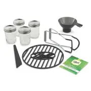 Ball Preserving Starter Canning Kit 9-Pc Funnel Bubble Remover Rack 4 Jars NEW