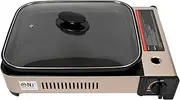 NJ Portable Gas BBQ Deep Dish Grill Stove Tabletop Camping Cooker Non-stick Pan Glass LID