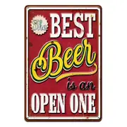 Best Beer Open One Tin Metal Sign Rustic Look Vintage Man Cave