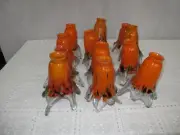 Set of 12 Flowing Hand Blown Glass Tulip Shades Orange Multi Drops